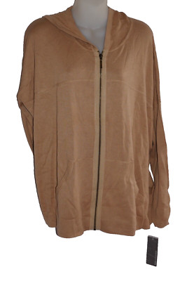 Queen Collection Zip-up Hooded Sweater Size M ~ Brown
