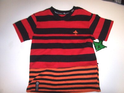 NEW LRG  2T Lifted Research Group v neck stripe short sleeve t shirt boys red