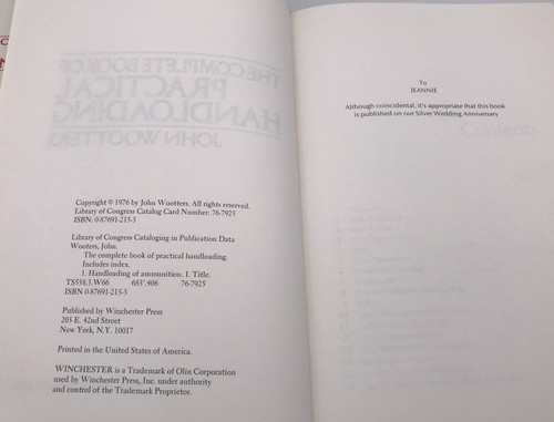 Practical Handloading The Complete Book John Wootters Vintage 1976 HC Winchester - Picture 5 of 5