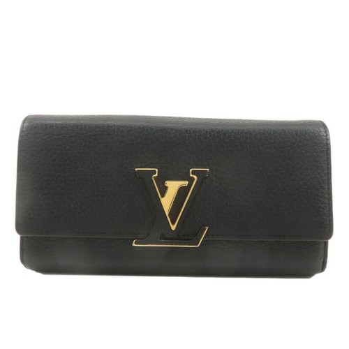 Louis Vuitton Portofoille Capucines Wallet Black Noir M61248 Auth Used