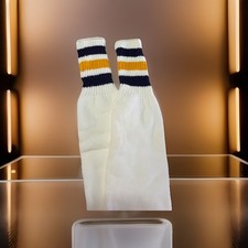 VTG Mens Socks Sport Tube Stripe Acrylic Blend Gold Navy Blue 80s USA Made 20  