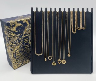 Authentic Christian Dior Gold Tone Necklace & Bracelet Set W/Box LI010131