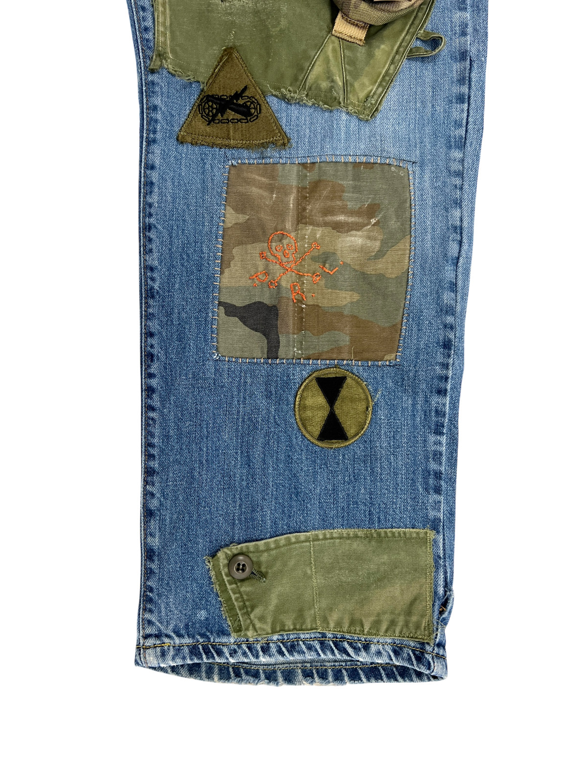Upcycled Men Jeans 40x29-Patchwork Distressed fro… - image 12