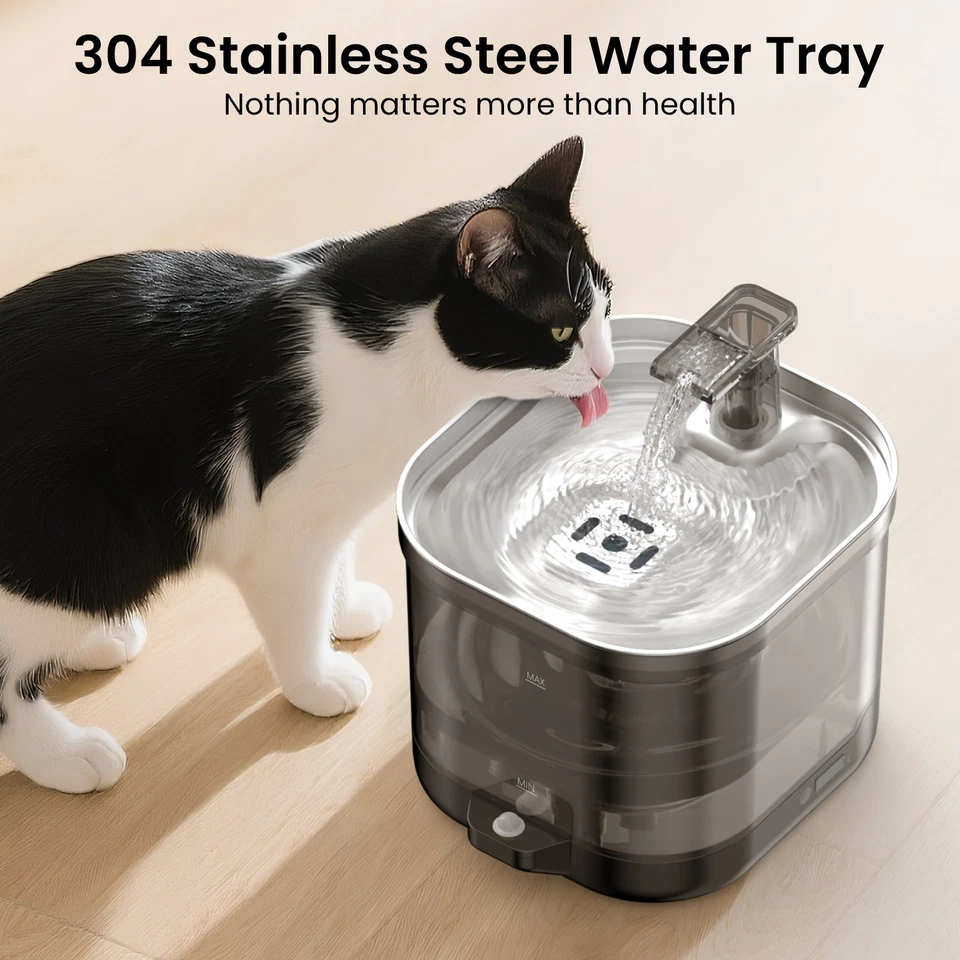 Cordless Cat Water Fountain, Automatic Stainless Steel Pet Fountain for Drinking - Image 2 of 4