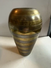 Vintage two tones silver and gold ring vase solid brass