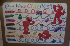2000 Sesame Street Double Sided Kids Learning Placemat - Elmo Likes Colors