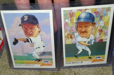 1990 Score MLB- All-stars,Roger Clemens Wade Boggs Fathead MLB Cards