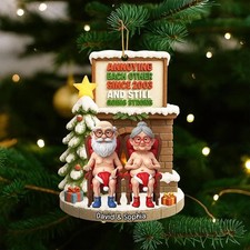 Personalized Naughty Old Couple Christmas Ornament Flat 2D Ornament,