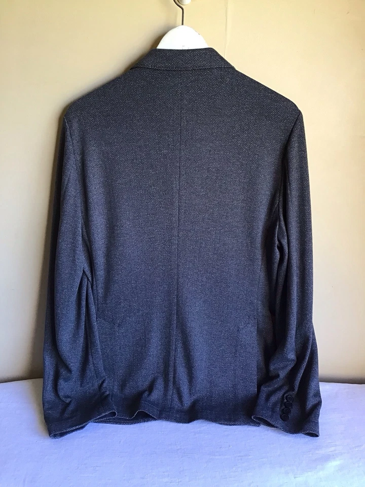 Womens Nordstrom Rack Charocoal Gray Chevron Long Sleeve Blazer Jacket Med Foto 4 de 4