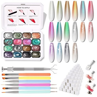 Gel Nail Polish Palette 16 Colors Blending Ombre Gradient Painting Nails Art No