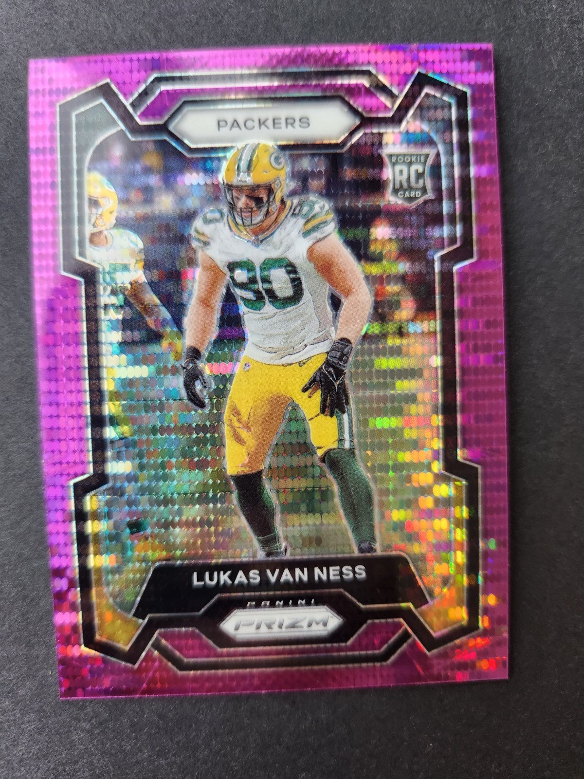 2023 Panini Prizm Lukas Van Ness Purple Pulsar Rookie #336 Packers