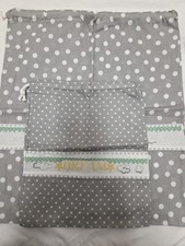 Lot of Two New Cross-stitched Dream, Moon and Stars Draw String Bags