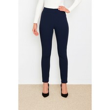 Spanx The Perfect Pant Slim Straight Leg Navy Blue Ponte Pull On Trousers M