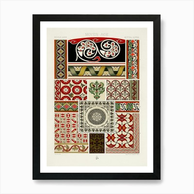 Mittelalter Muster, Albert Racine gerahmtes Wandbild Poster Leinwanddruck Bild
