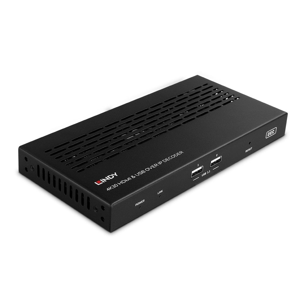 4K30 HDMI & USB Over IP Decoder AV KVM Receiver H.264 H.265 PoE Gigabit