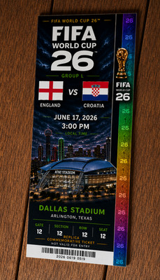 FIFA World Cup England vs Croatia 2026 commemorative ticket customizable NE seat