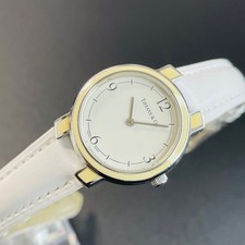 Good Condition Working Tiffany Wristwatch Ladies Ivory Arabic Index QZ 2509Ti2