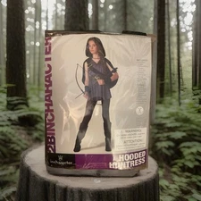 Child’s HUNTRESS HOODED CAPE DRESS COSTUME Size M-Halloween- renaissance 