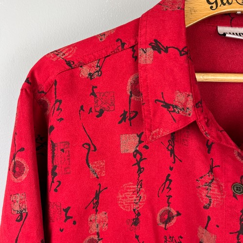 Vintage Chico's Design Artsy Shirt Size 2 Womens L/12 Red Asian Inspired Print - Picture 4 of 7