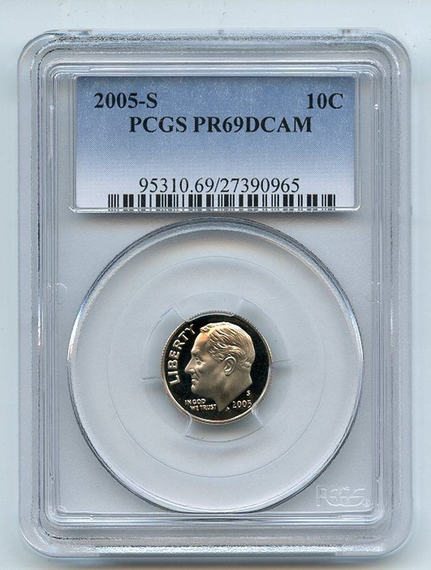 2005 S 10C Roosevelt Dime PCGS PR69DCAM