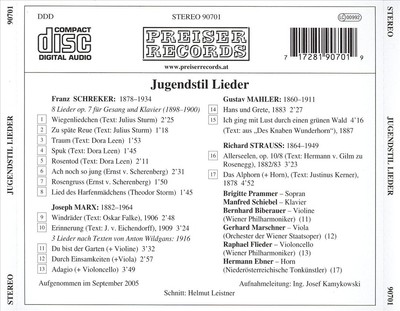 JUGENDSTIL LIEDER NEW CD