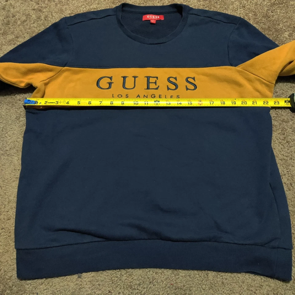 Guess Los Angeles Sweater Womens Large Long Sleeve Embroidery Logo Colorblock - Image 4 of 4