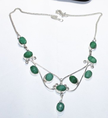Green Onyx Oval Shape Gemstone Necklace Jewelry Necklace Size 18 Inches