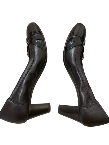 Tacones de salón AGL marrón con hebilla de cuero talla 38,5 Italia Academia usados en excelente estado - Imagen 5 de 8