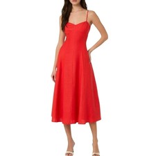 ASTR the Label Red-Orange Sweetheart Neckline Midi Length Dress Size Large
