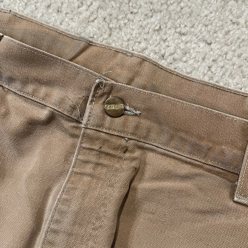 Pantalones de trabajo vintage Carhartt tostados desteñidos desgastados doble rodilla talla 36x34 Foto 2 de 4