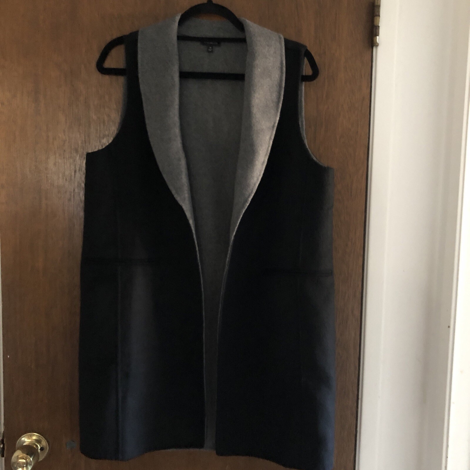 talbots medium double face open sweater vest blac… - image 1