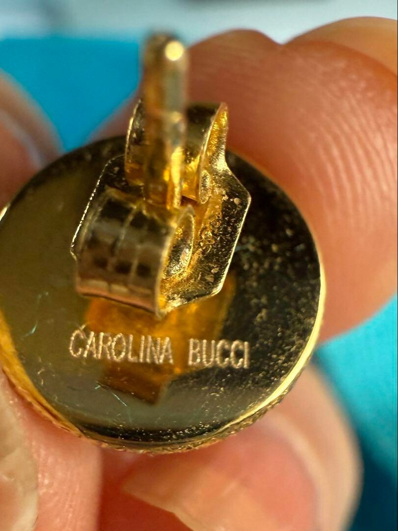 Carolina Bucci 18k Yellow Gold Sparkling Large Button Stud
