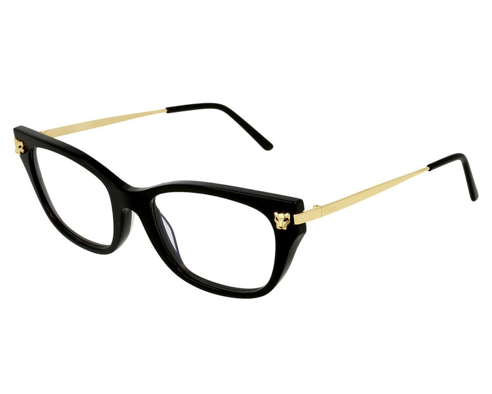 CARTIER Panthère Black/Gold Transparent Women's Eyewear