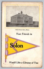 1916 Solon School Building Solom Maine ME Posted Divided Back Vintage Postcard