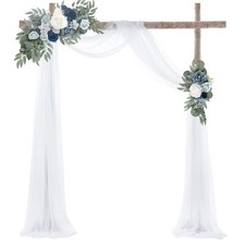 20FT White Wedding Arch Draping Fabric Sheer Backdrop Curtain for Ceremony
