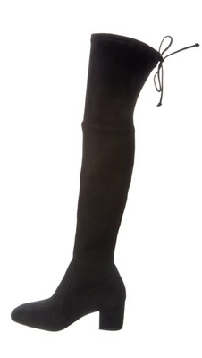 NEW Stuart Weitzman Irena Over-the-Knee, Black Suede Low Heel Boots, 10, 40 | eBay
