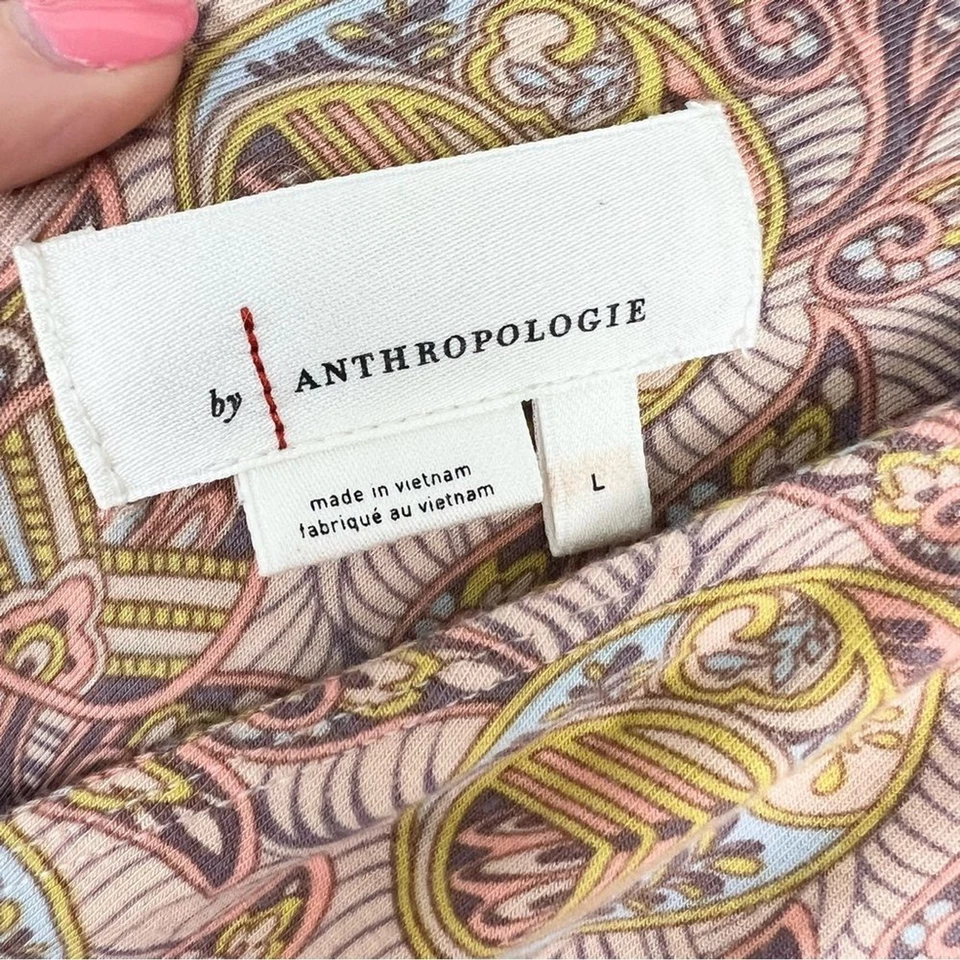 Mono Anthropologie Matilda con Volantes L Rosa Neutro Jersey Cómodo Boho Cottage Foto 4 de 4