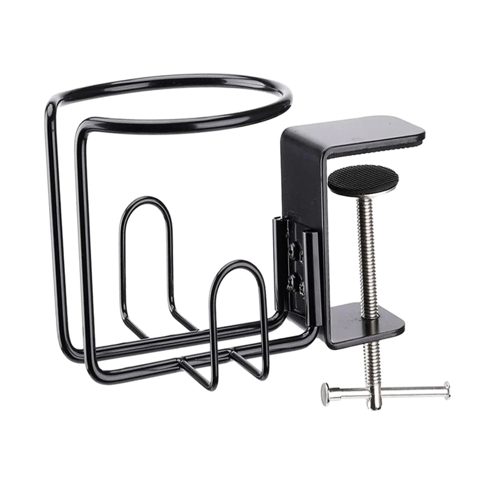 Clip on Desk Cup Holder Black Horizontal or Vertical Mount Desktop
