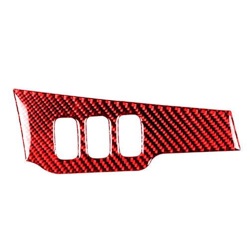 Red Carbon Fiber Headlight Switch Panel Cover Trim For Dodge Challenger 2008-2014 – LHD, Self-Adhesive, Glossy Finish