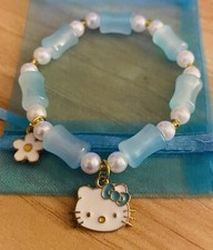 New Hello Kitty Charm Blue Bracelet Stretchy 7 Inches