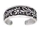 Adjustable Size | Made In Usa Sterling Silver .925 Flower Design Toe Ring