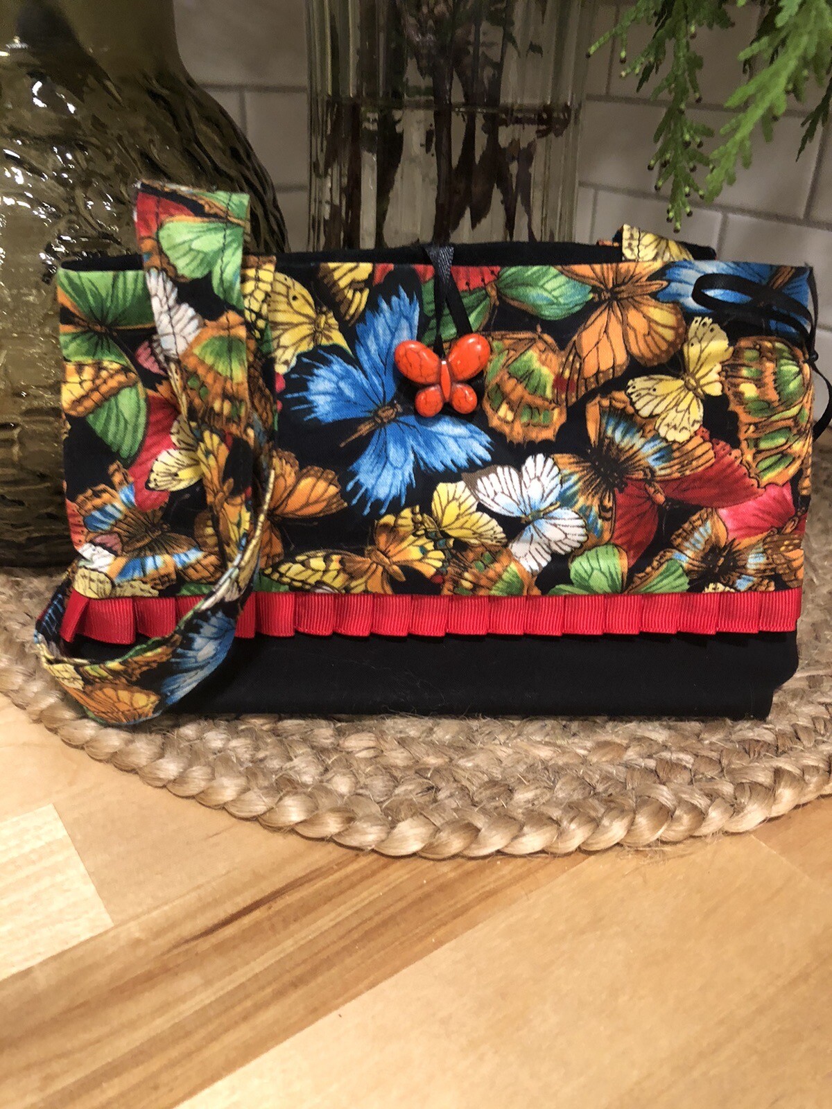 Small Multicolor Butterfly Pattern Cloth Purse - image 2