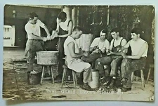 Why Girls Leave Home US Army Soldiers Peeling Potatoes WW1 RPPC Postcard 5479