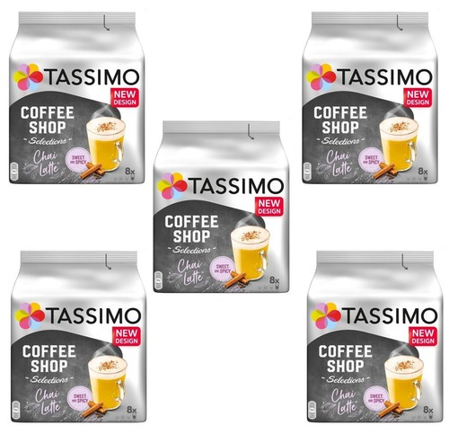 5x TASSIMO CHAI LATTE TEA PACKS: 40 T 