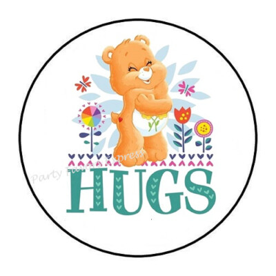 30 BEAR HUGS ENVELOPE SEALS LABELS PARTY FAVORS STICKERS 1.5''