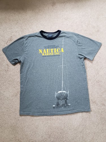 Vintage 90s Nautica Marine Inc Size XL USA Made Mens Gray Sailboat T-Shirt