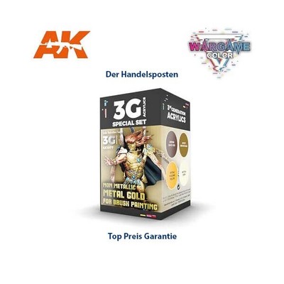 AK Interactive AK1077 - Wargame Color Set Non Metallic Metal Gold