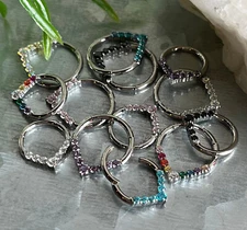 1pc Chevron Gem Front Hinged Segment Ring Steel Septum Hoop Helix Daith