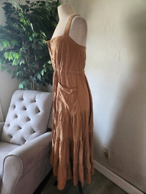 FREE PEOPLE FP BEACH LOVE Criss cross MAXI BOHO DRESS hippie tan brown |  eBay