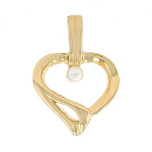 Authentic Sterling Silver Simulated Pearl Heart Pendant - 925 Gold Plated Love